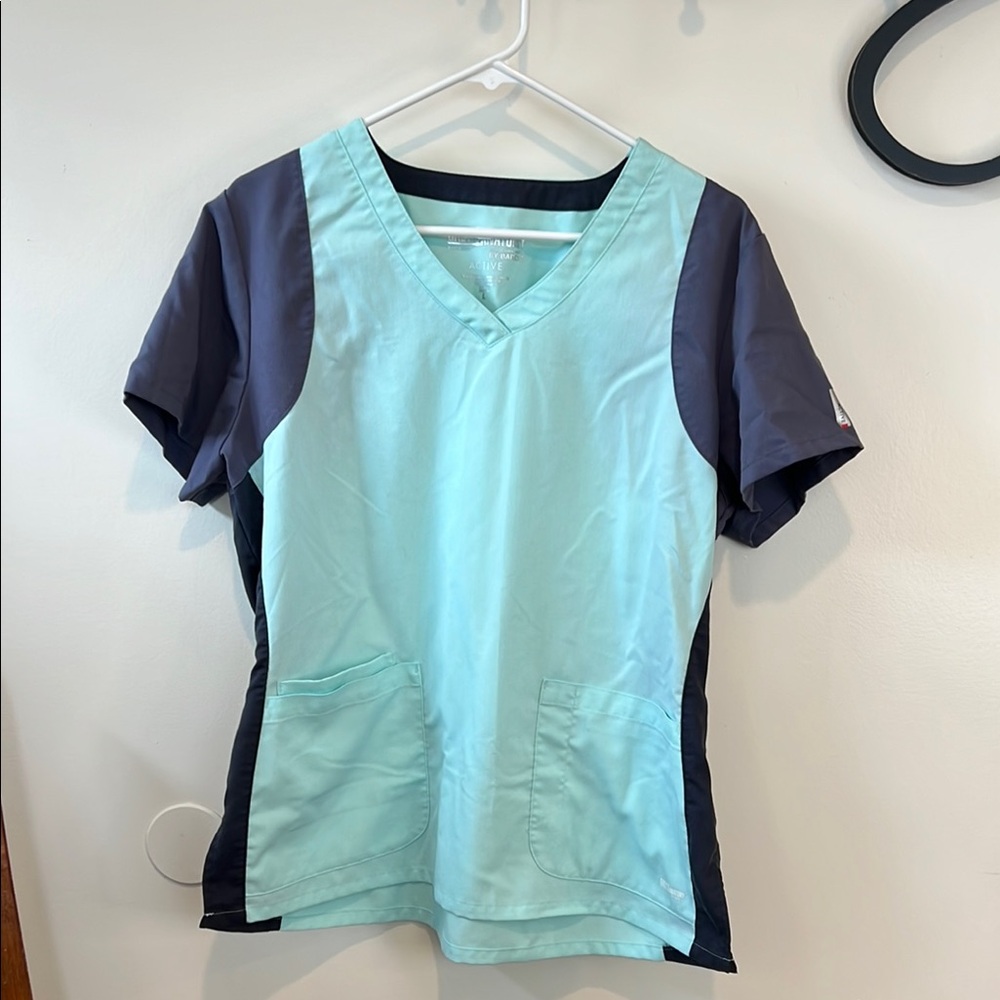 Grey's Anatomy Mint and Charcoal V-Neck Scrub Top